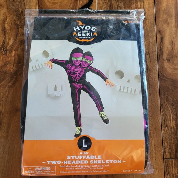 Halloween Costume Kids Stuffable Two Headed Skeleton Hyde And Eek Large 10-12 - Picture 2 of 9